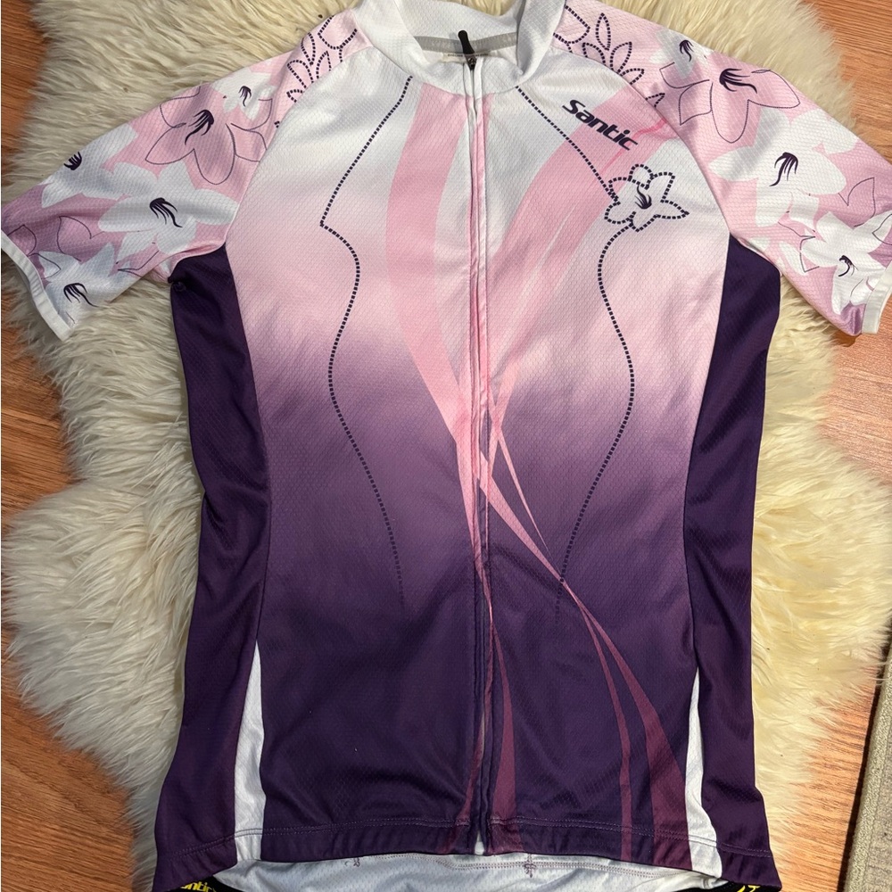 Santic Pink and Purple Cycling Jersey